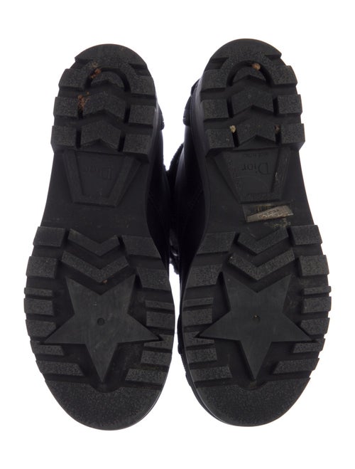 Christian Dior Leather Faux Fur Trim Combat Boots
