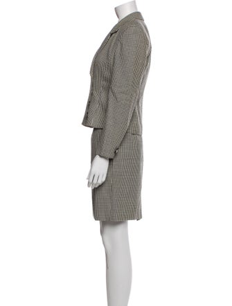 Christian Dior Merino Wool Houndstooth Print Skirt Set