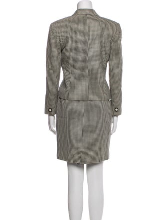 Christian Dior Merino Wool Houndstooth Print Skirt Set