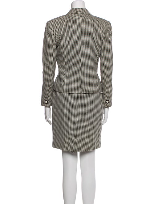 Christian Dior Merino Wool Houndstooth Print Skirt Set