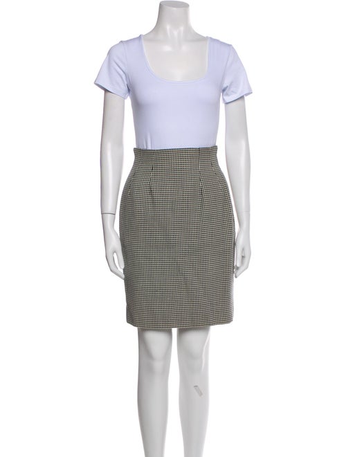 Christian Dior Merino Wool Houndstooth Print Skirt Set