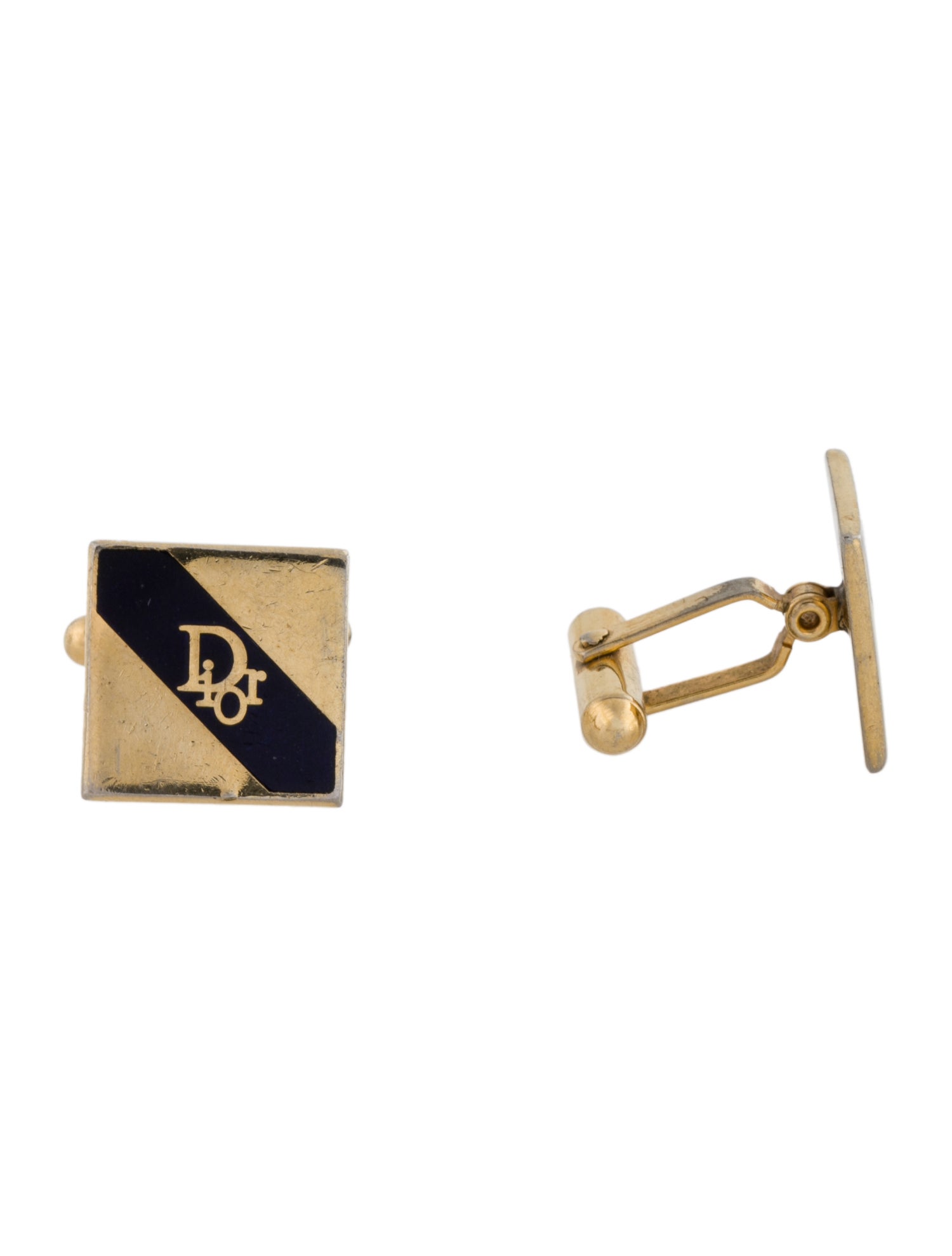 Christian Dior Vintage Enamel logo Cufflinks