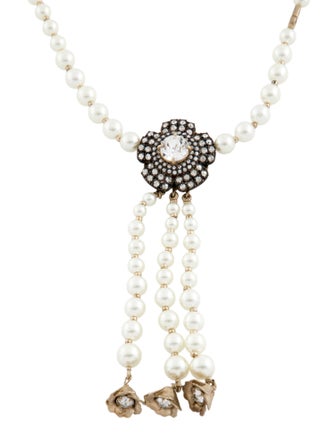 Christian Dior Faux Pearl & Crystal Jardin Enchanté Pendant Necklace