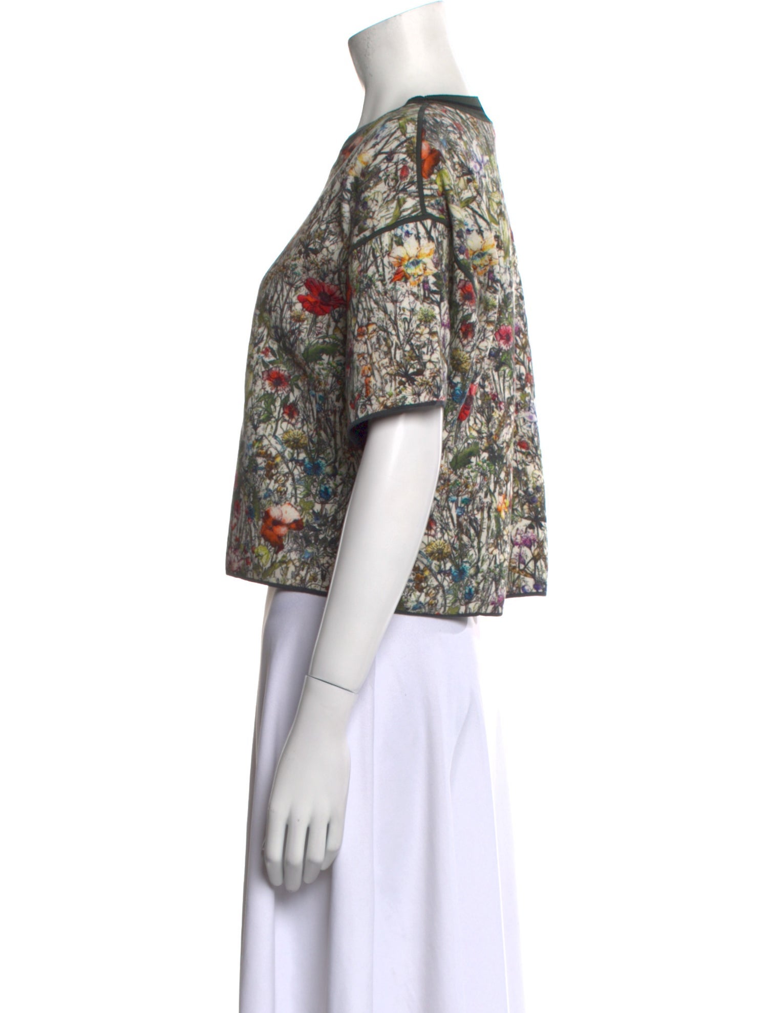 Christian Dior Floral Print Crew Neck Crop Top
