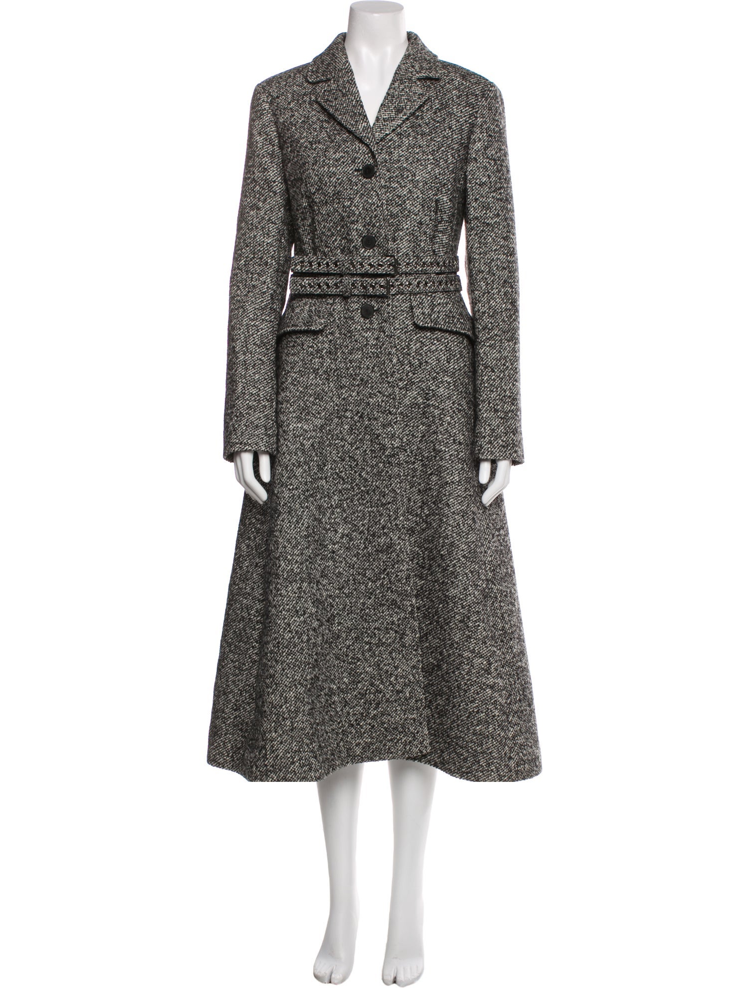 Christian Dior Virgin Wool Tweed Pattern Trench Coat w/ Tags