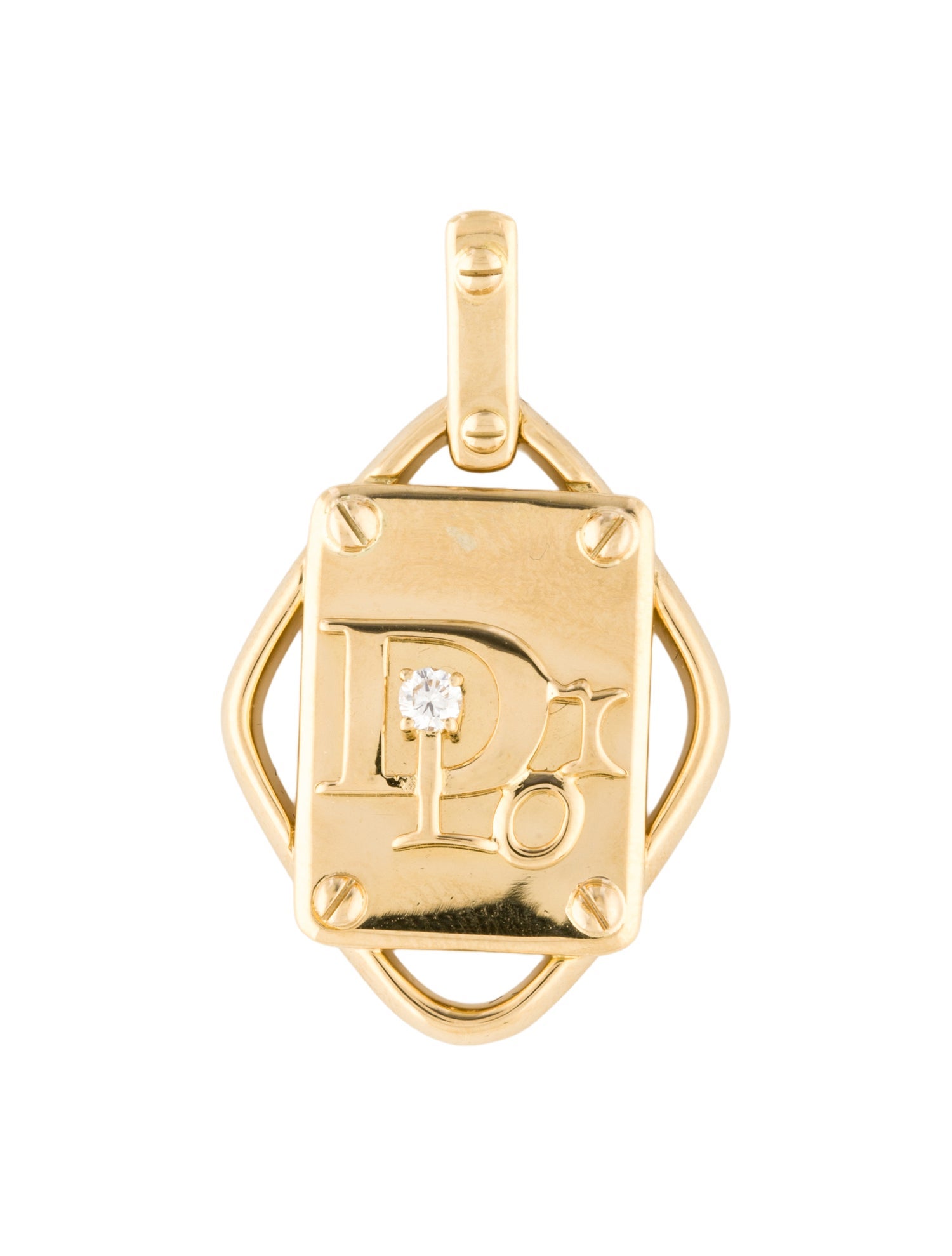 Christian Dior Vintage 18K Diamond 'Dior' Pendant