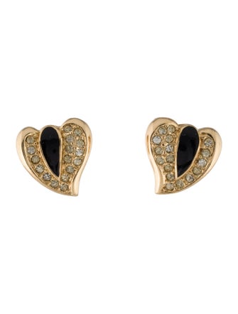 Christian Dior Vintage Crystal & Enamel Clip-On Earrings