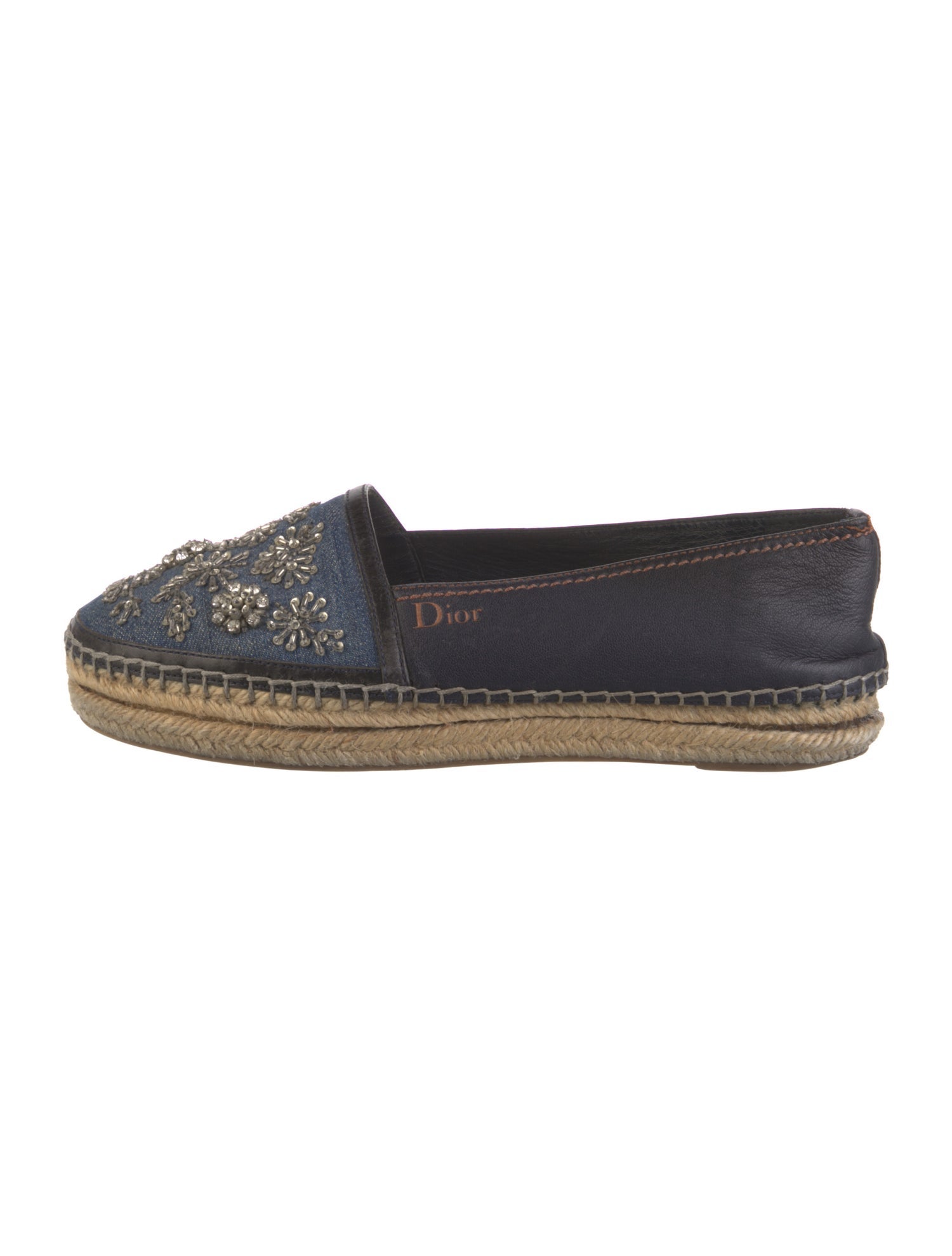 Christian Dior Denim Crystal Embellishments Espadrilles