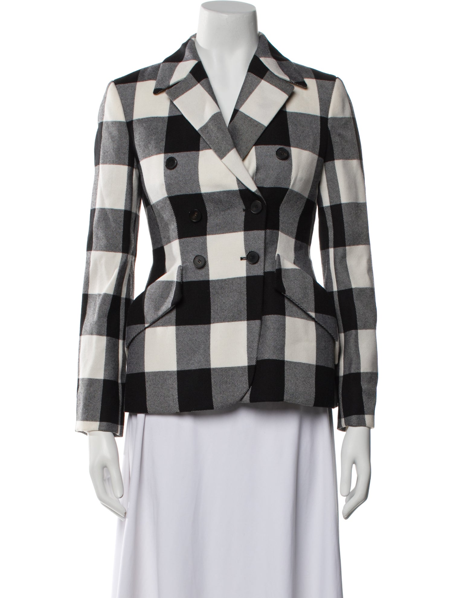 Christian Dior Wool Plaid Print Blazer