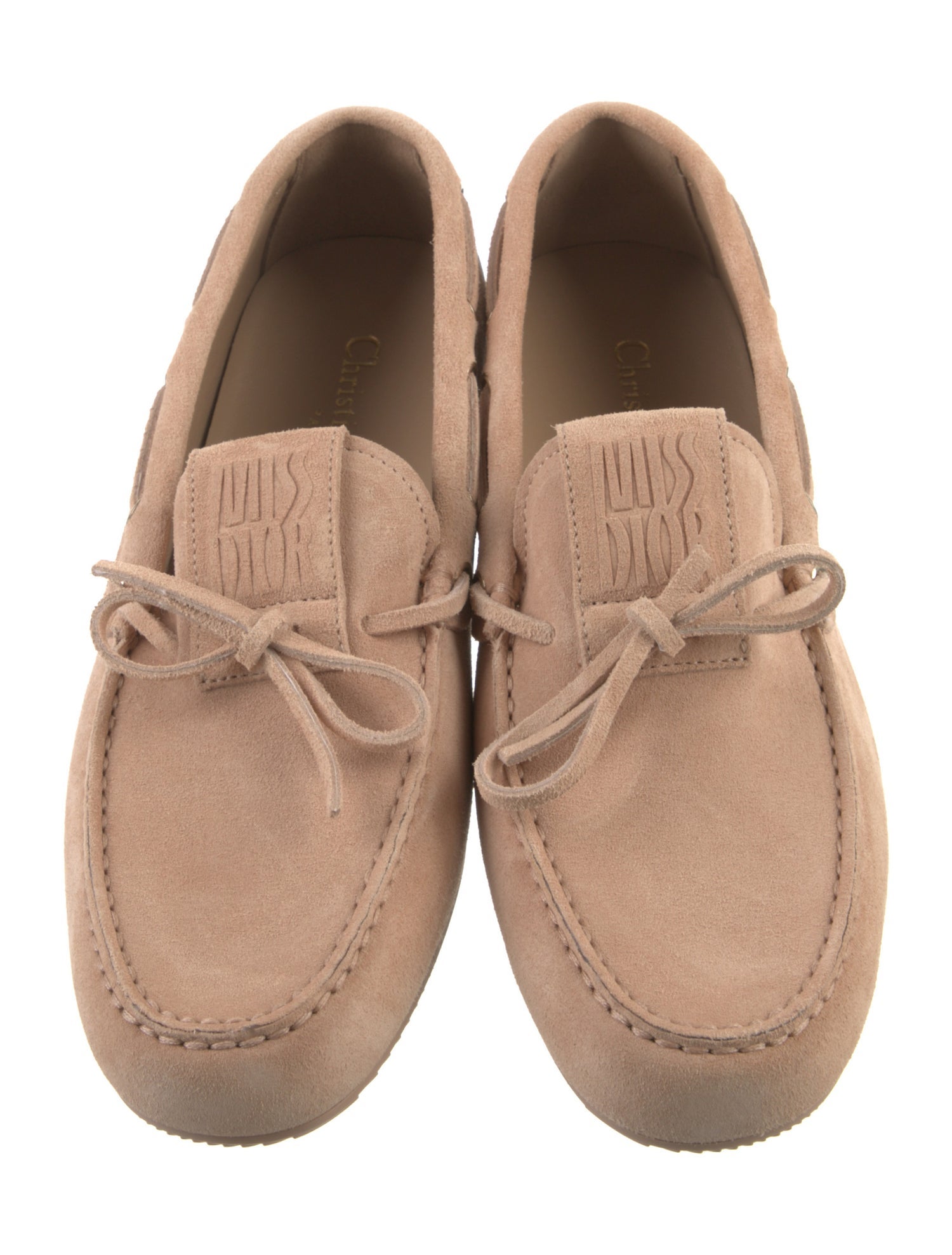 Christian Dior Suede Bow Accents Moccasins