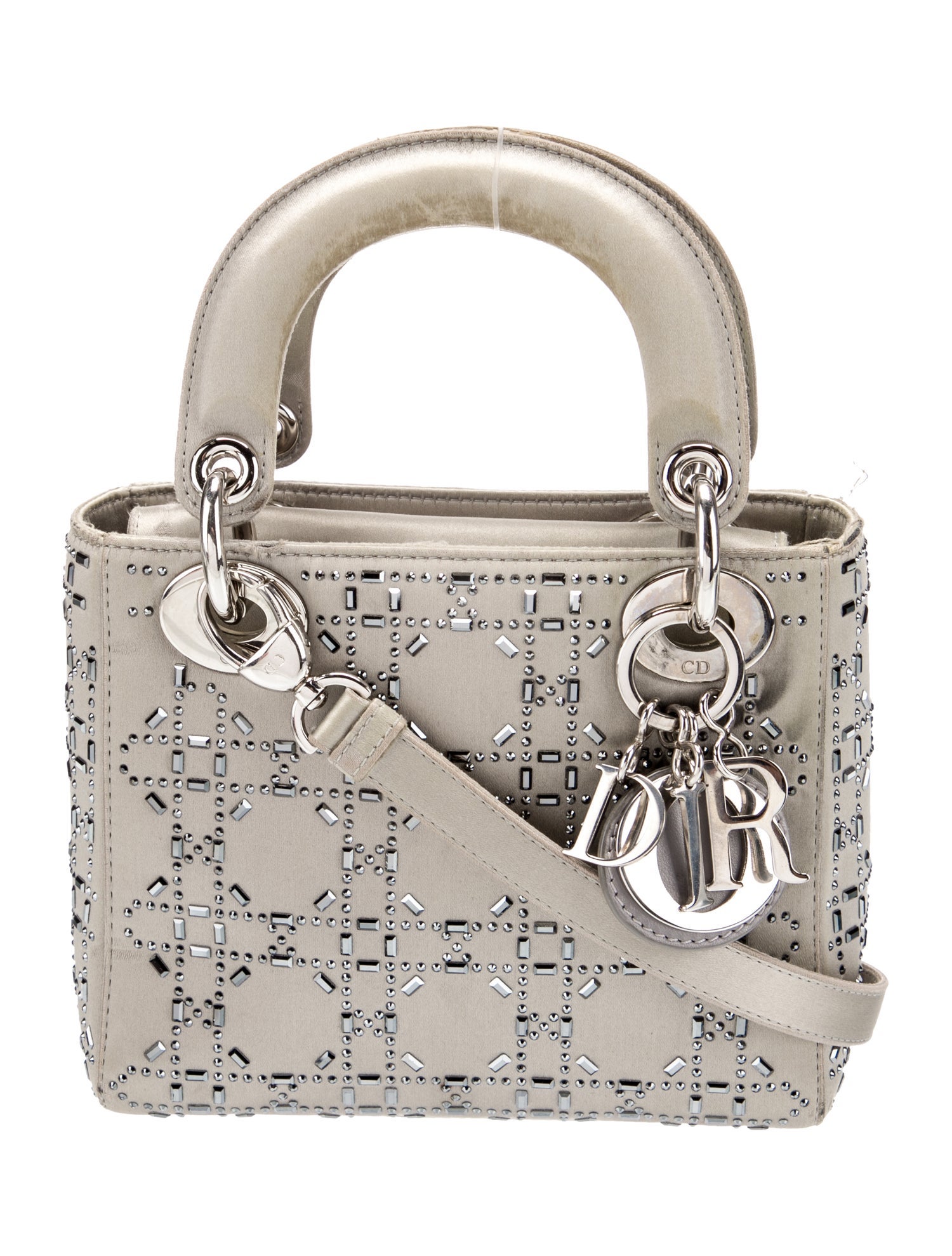 Christian Dior Cannage Lady Dior Mini - Grey Handle Bags, Handbags ...