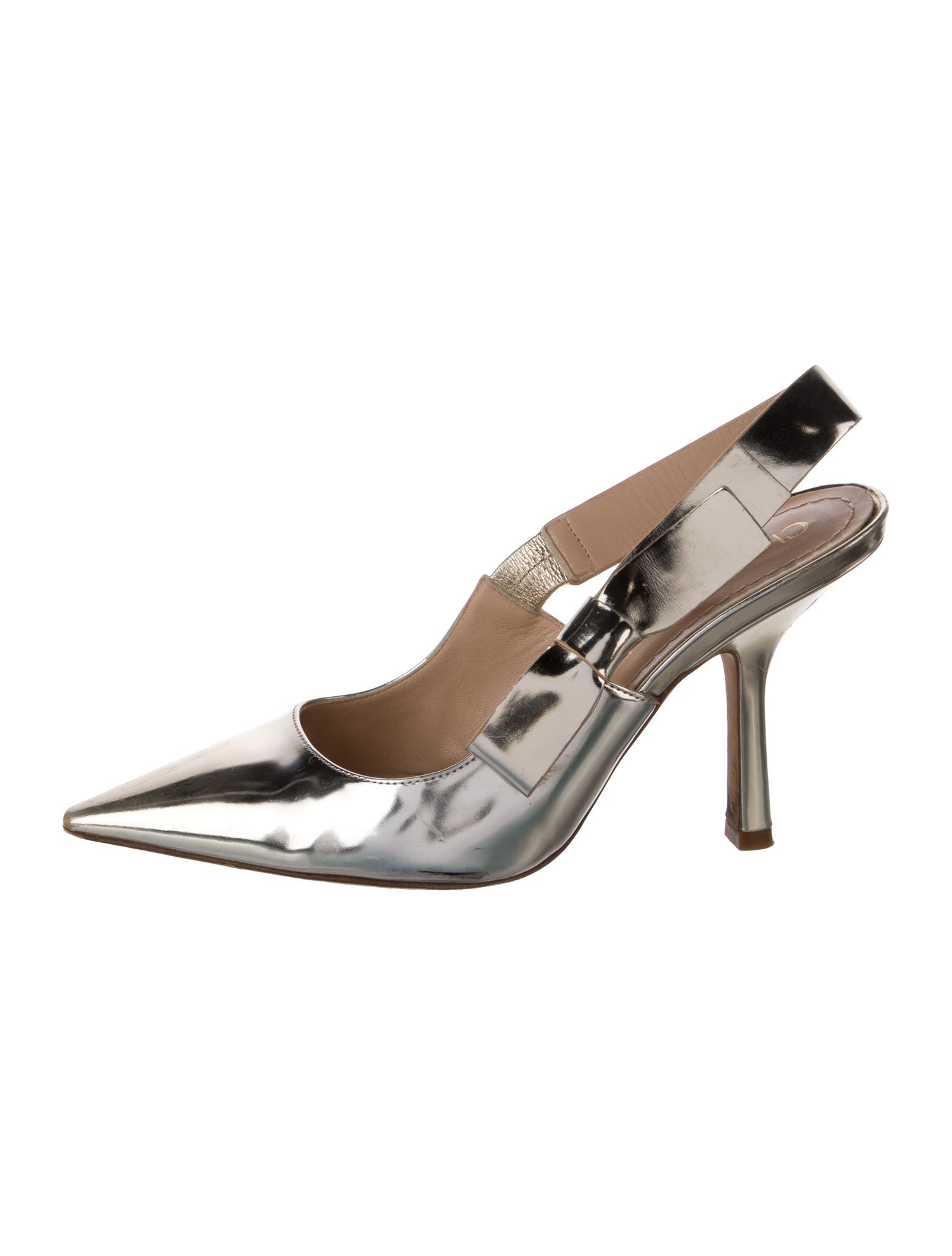 Christian Dior Leather Bow Accents Slingback Pumps - Gold Pumps, Shoes ...