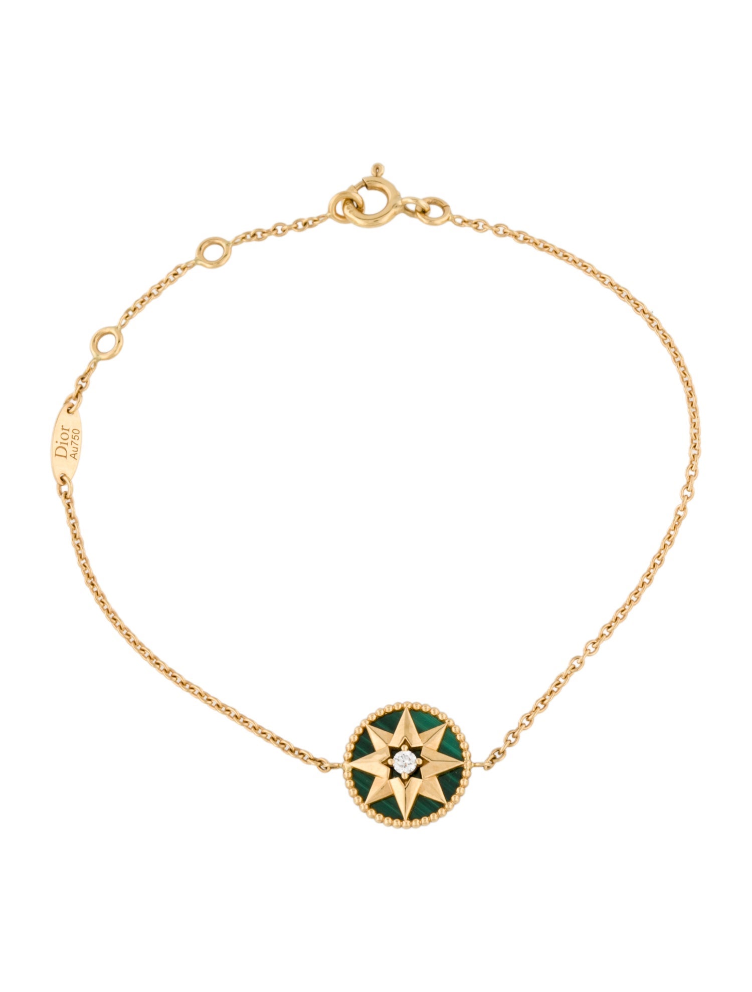 Christian Dior 18K Malachite & Diamond Rose des Vents Bracelet