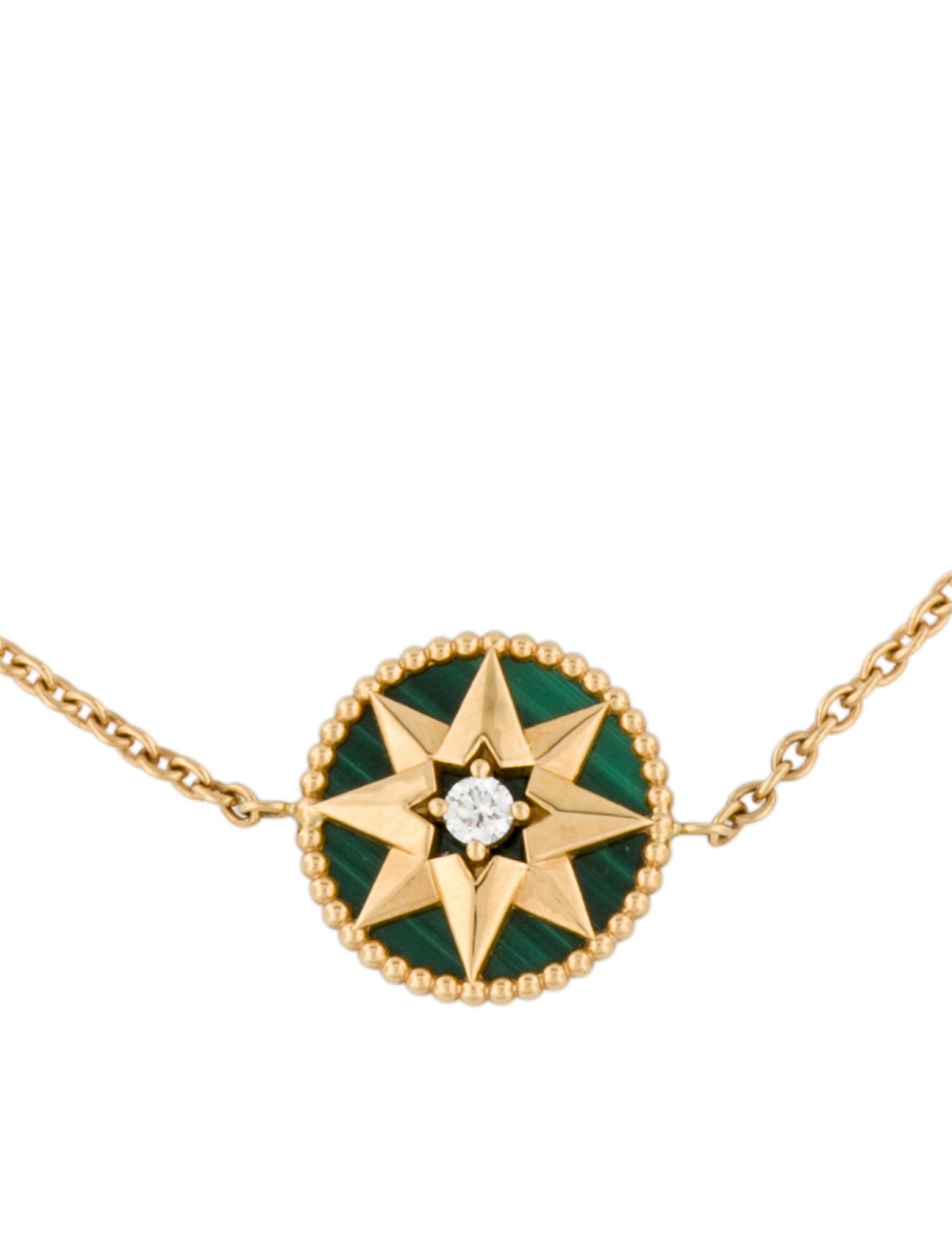Christian Dior 18K Malachite & Diamond Rose des Vents Bracelet