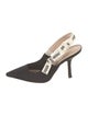 Christian Dior Graphic Print Bow Accents Slingback Pumps