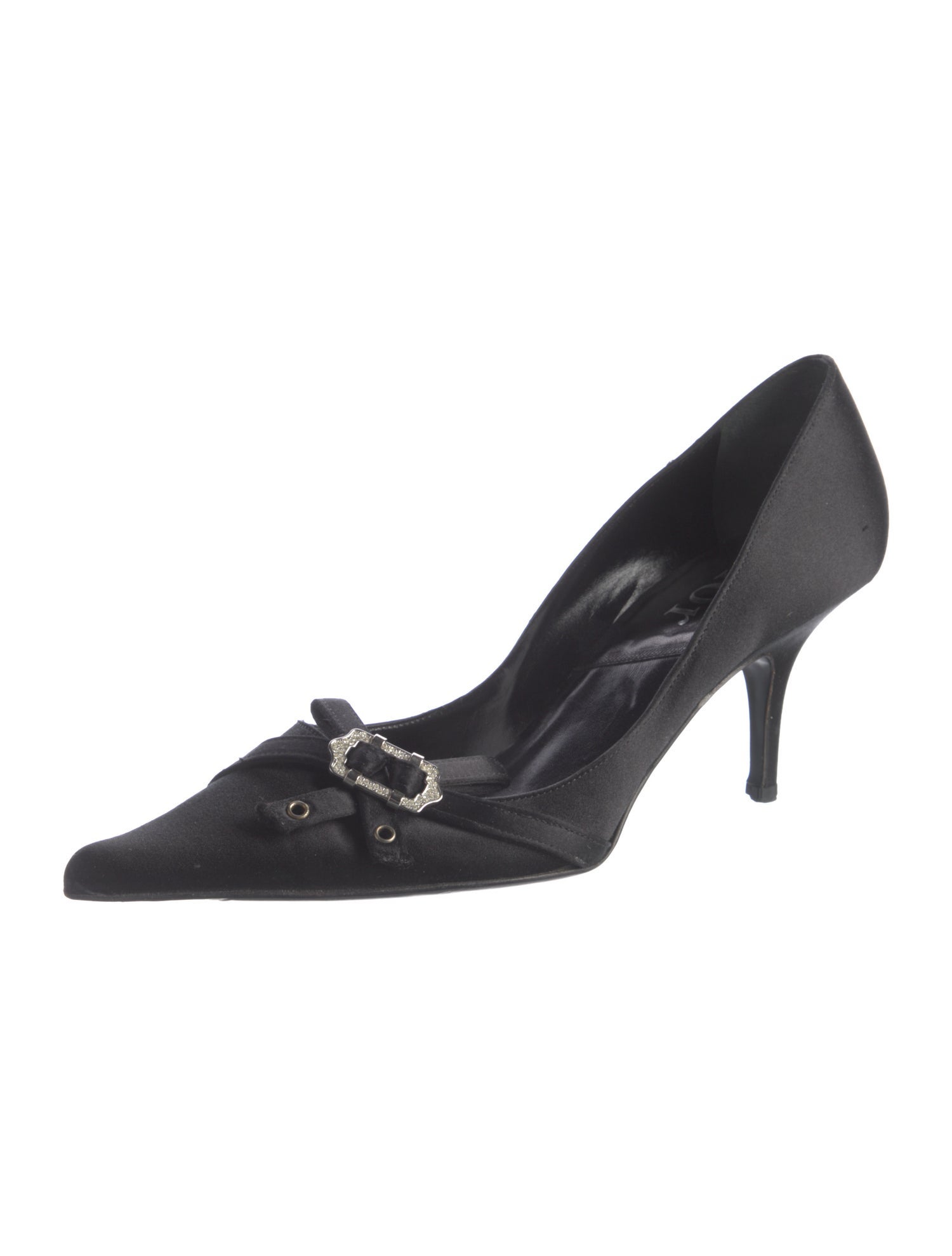 Christian Dior Satin Bow Accents D'Orsay Pumps