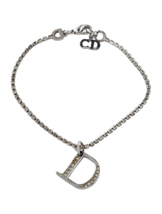 Christian Dior Crystal D logo Charm Bracelet