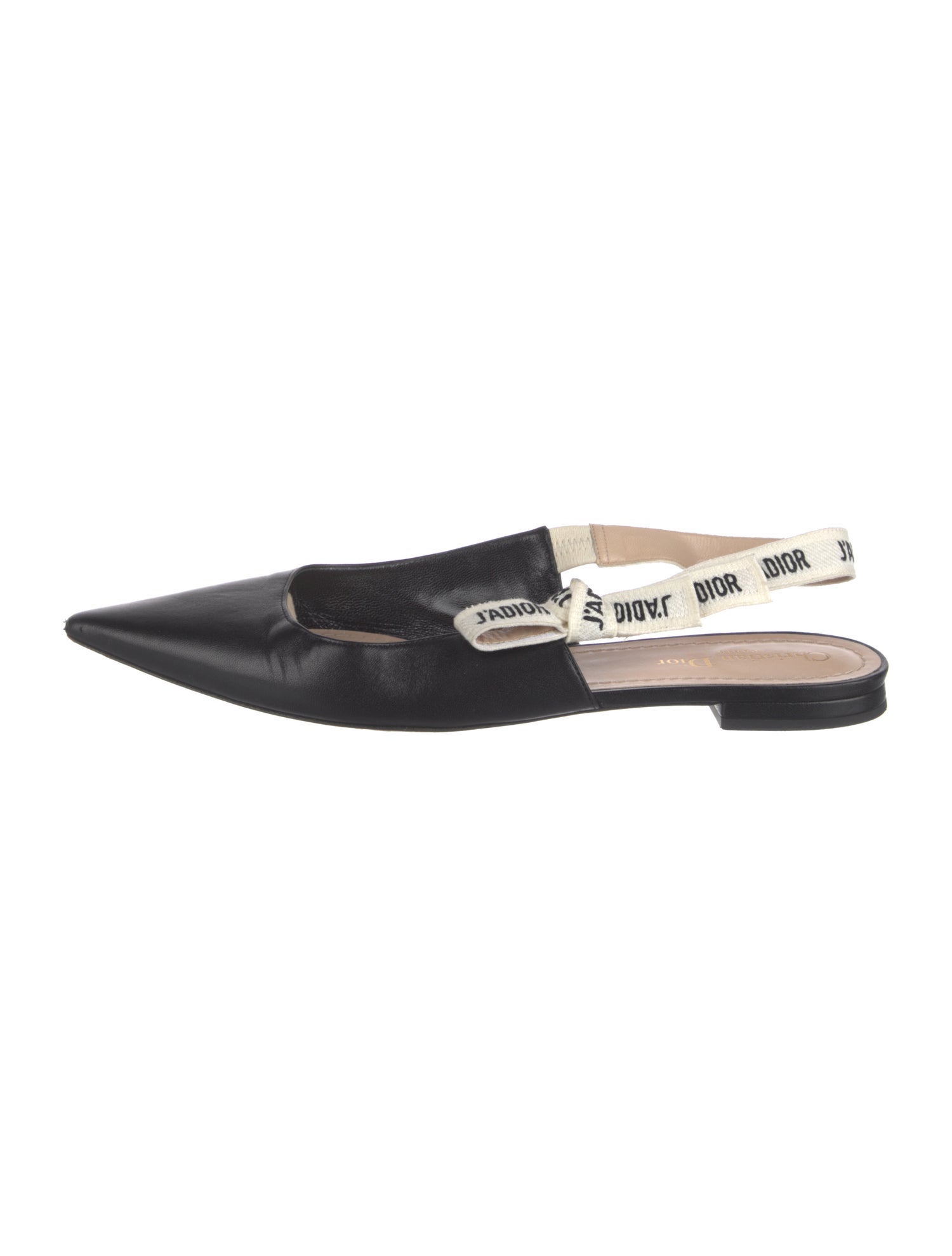 Christian Dior Leather Graphic Print Slingback Flats