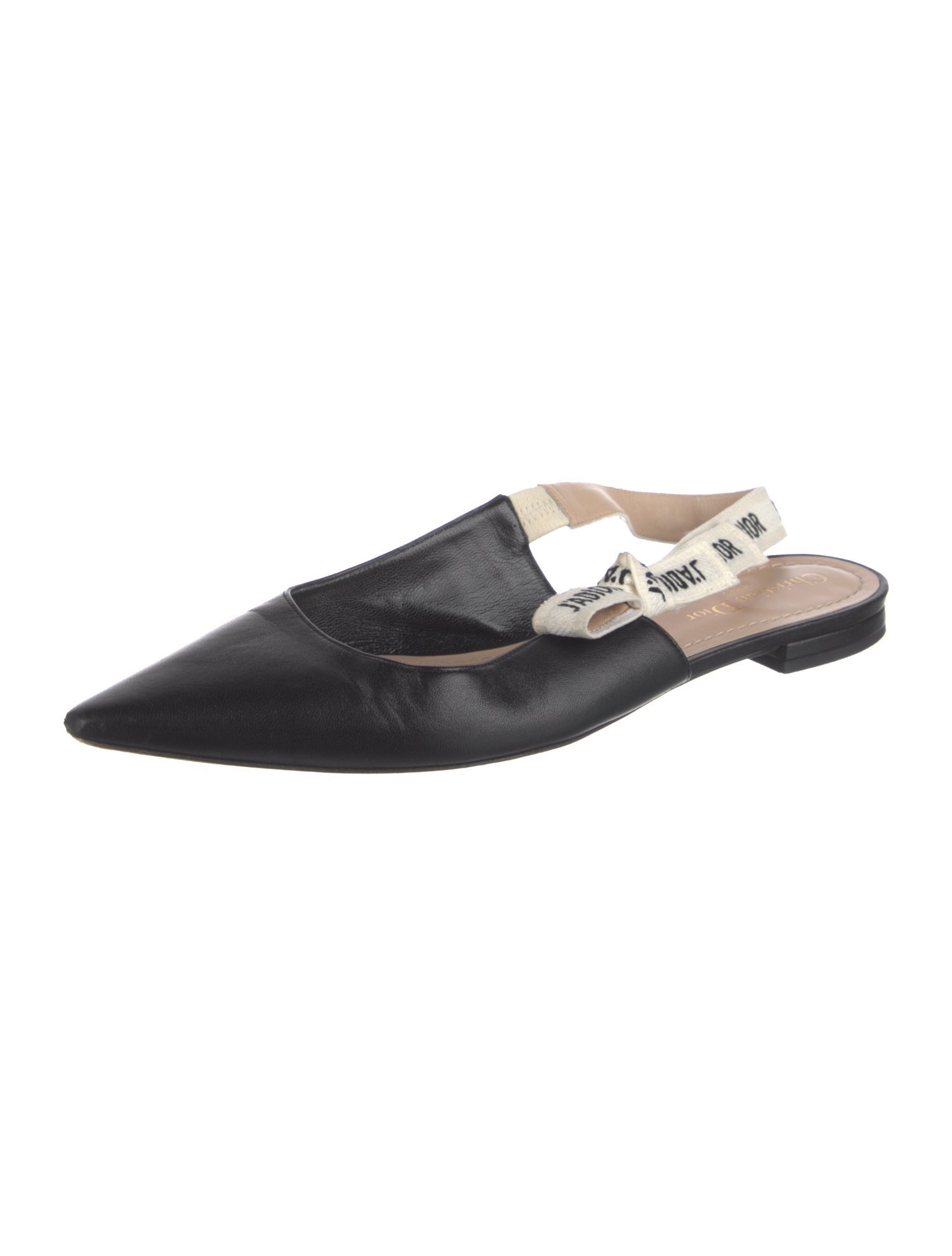 Christian Dior Leather Graphic Print Slingback Flats