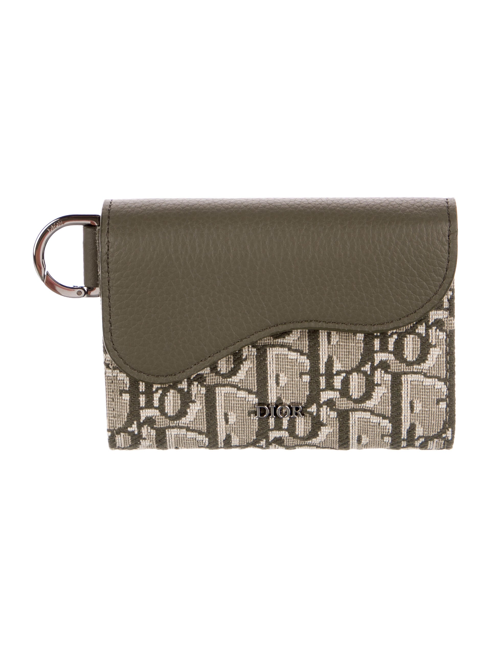 DIOR MEN Saddle Flap Card Holder Oblique Jacquard Wallet w/ Tags
