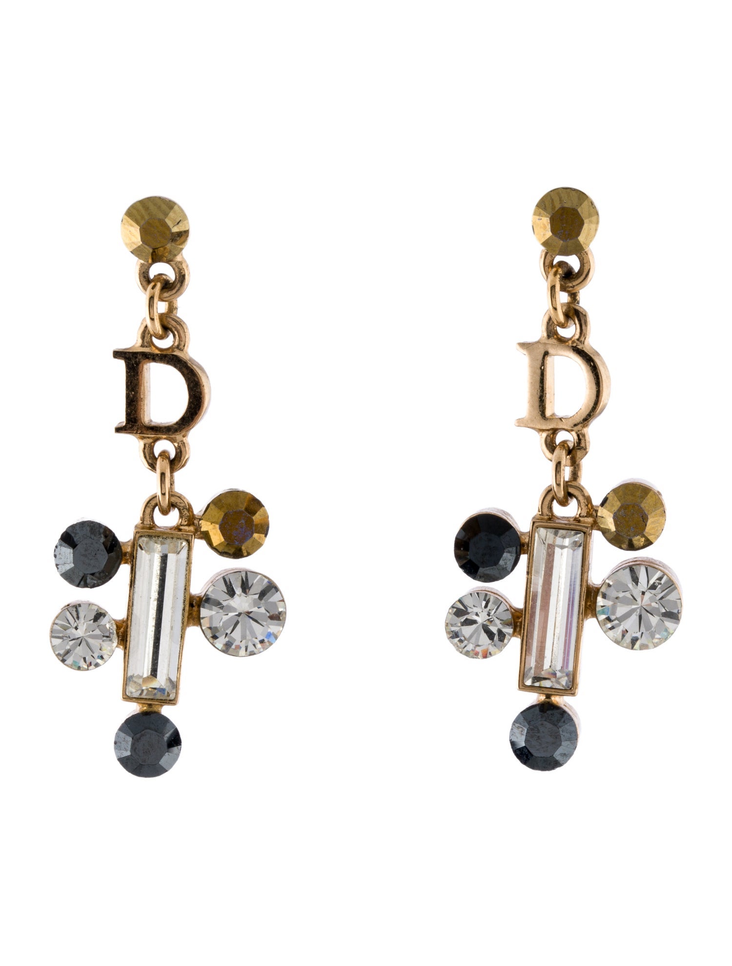 Christian Dior Crystal D Drops Earrings
