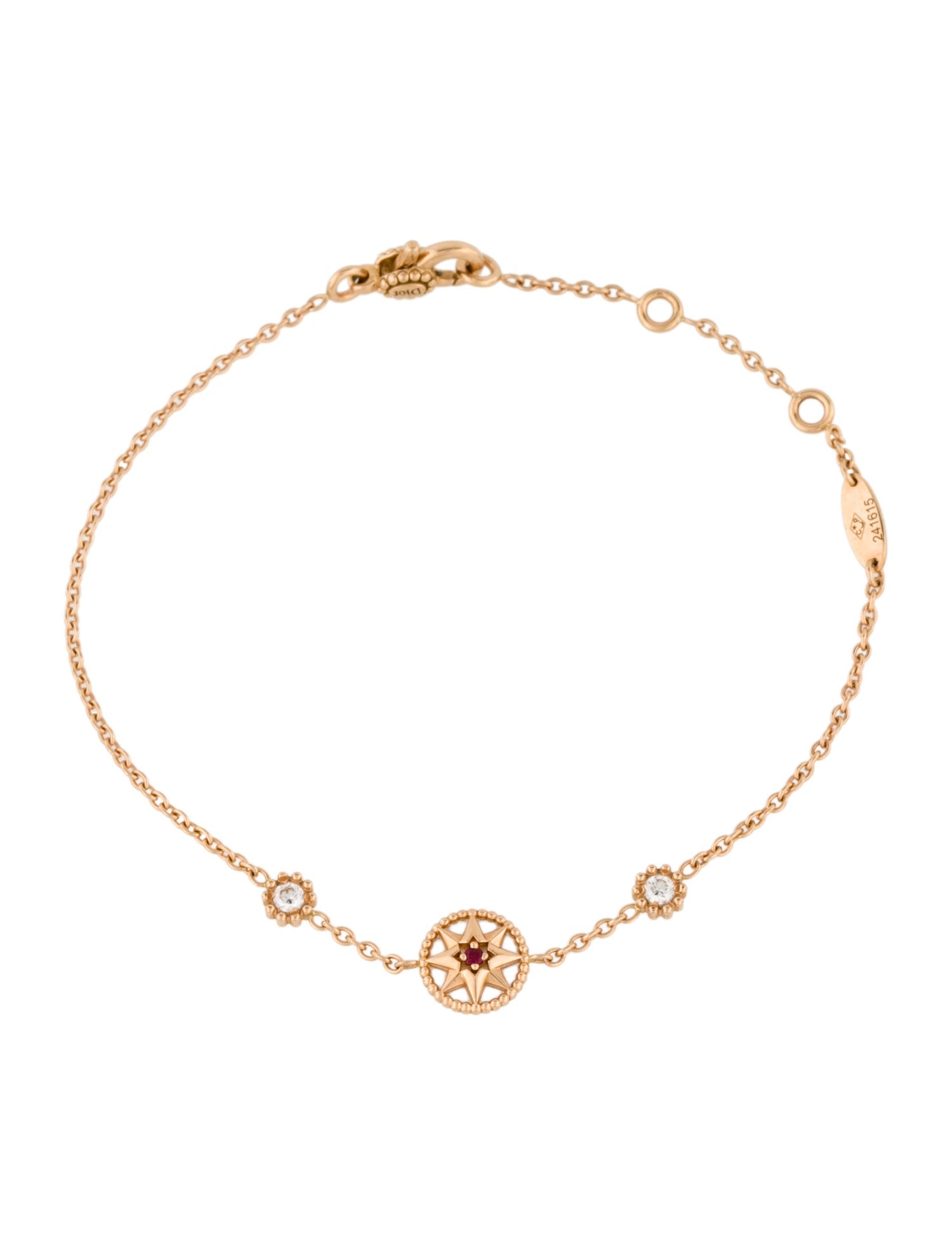 Christian Dior 18K Diamond, Mother of Pearl & Ruby Rose des Vents Station Bracelet