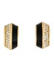 Christian Dior Vintage Enamel & Crystal Half Hoop Clip-On Earrings
