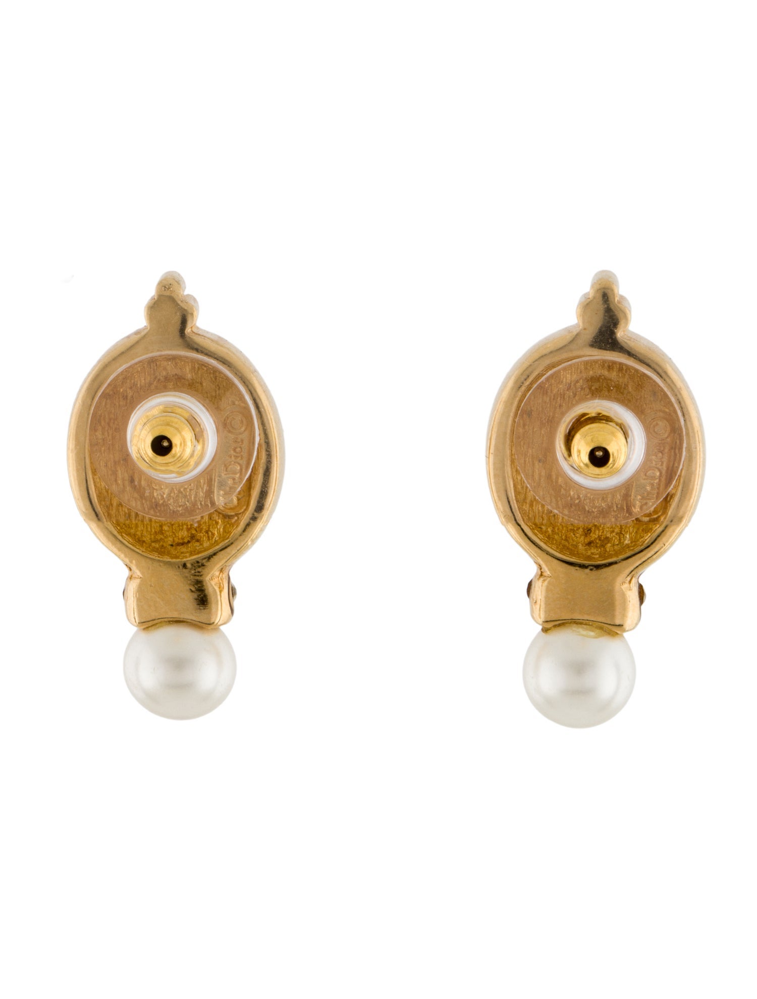 Christian Dior Vintage Faux Pearl & Crystal Stud Earrings