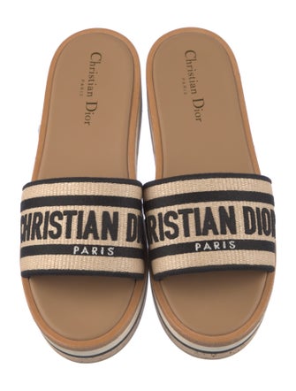 Christian Dior Canvas Striped Slides