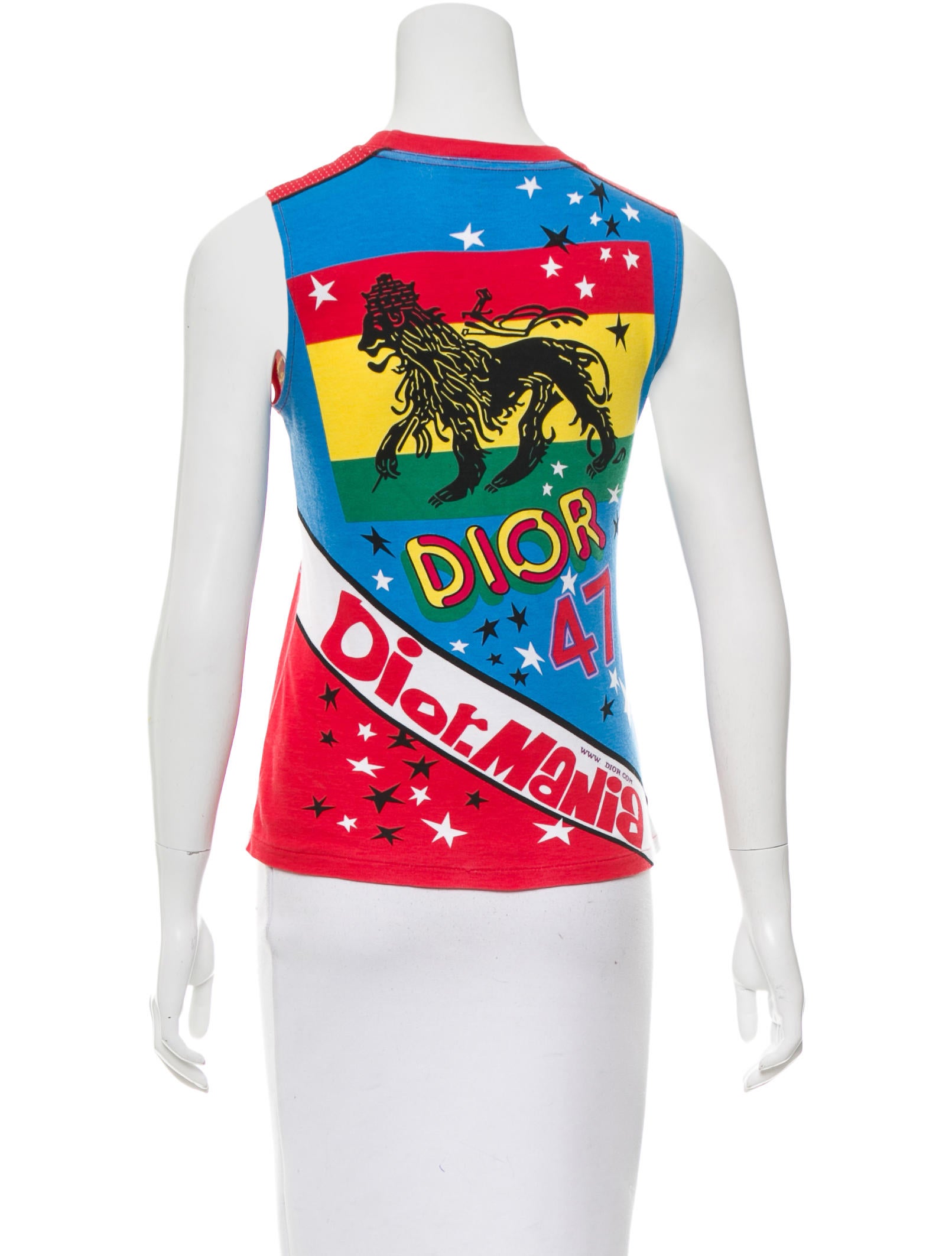Christian Dior ディオール マニア ノースリーブ ボブ・マーリー Christian Dior Bob Marley Sleeveless Top - Red Tops, Clothing