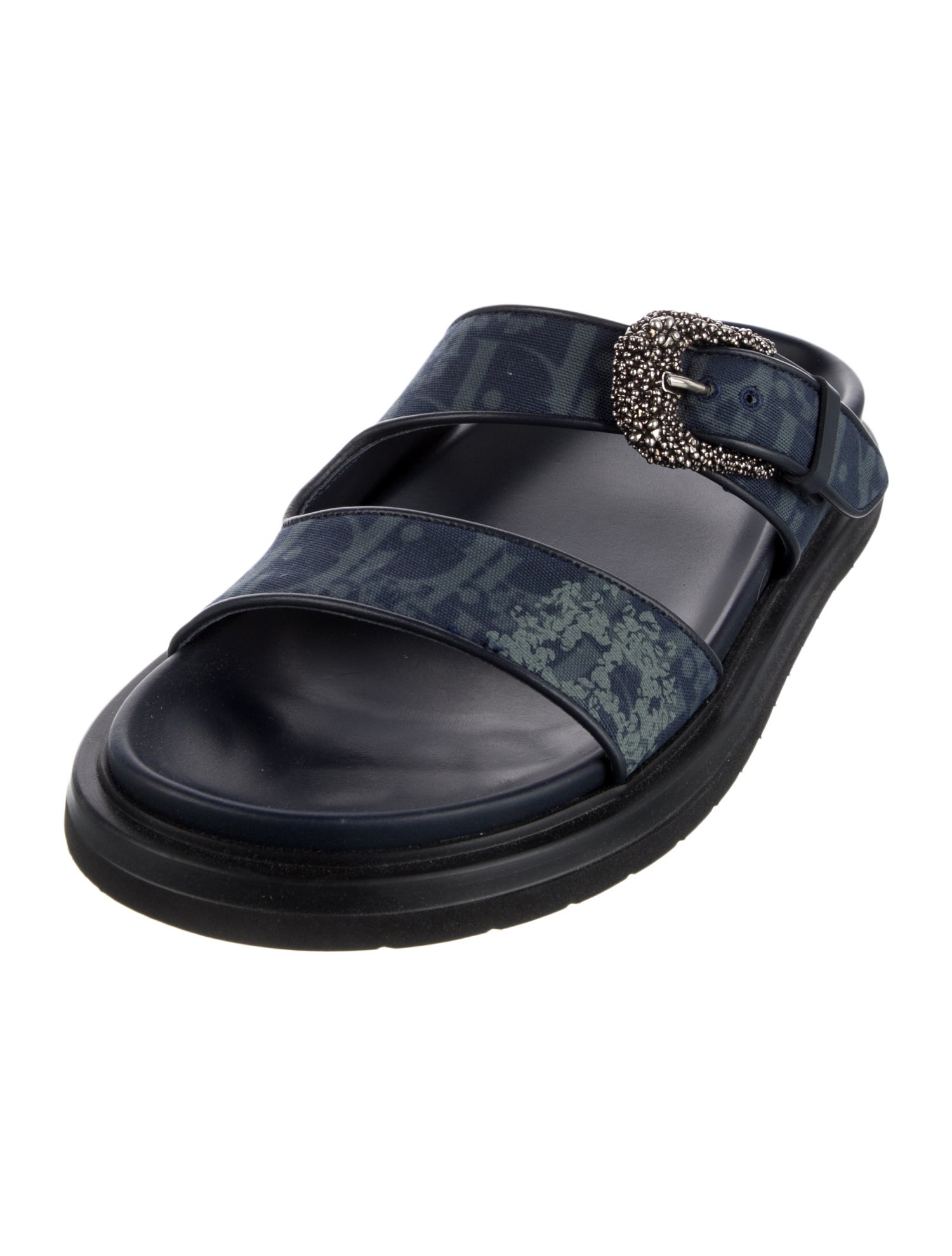 DIOR x Denim Tears Oblique Jacquard Leather Trim Embellishment Slides