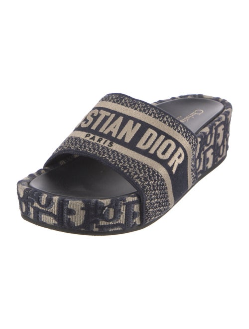 Christian Dior Oblique Jacquard Canvas Slides