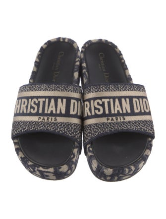 Christian Dior Oblique Jacquard Canvas Slides