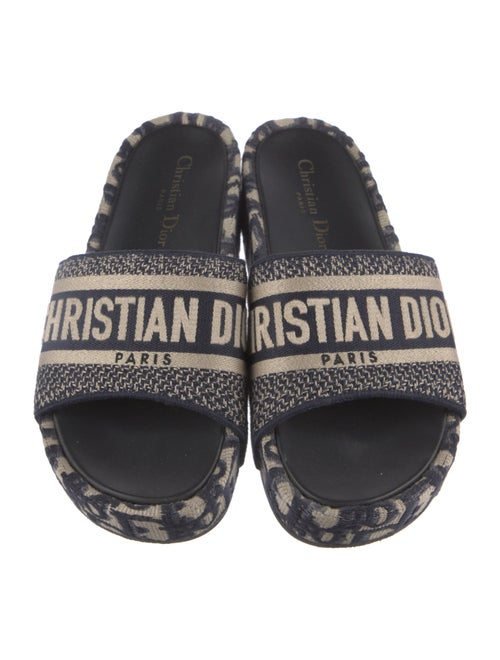 Christian Dior Oblique Jacquard Canvas Slides