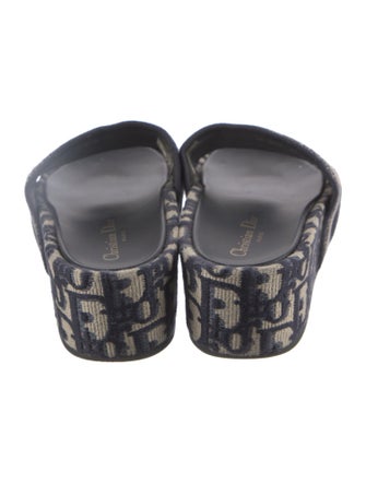 Christian Dior Oblique Jacquard Canvas Slides