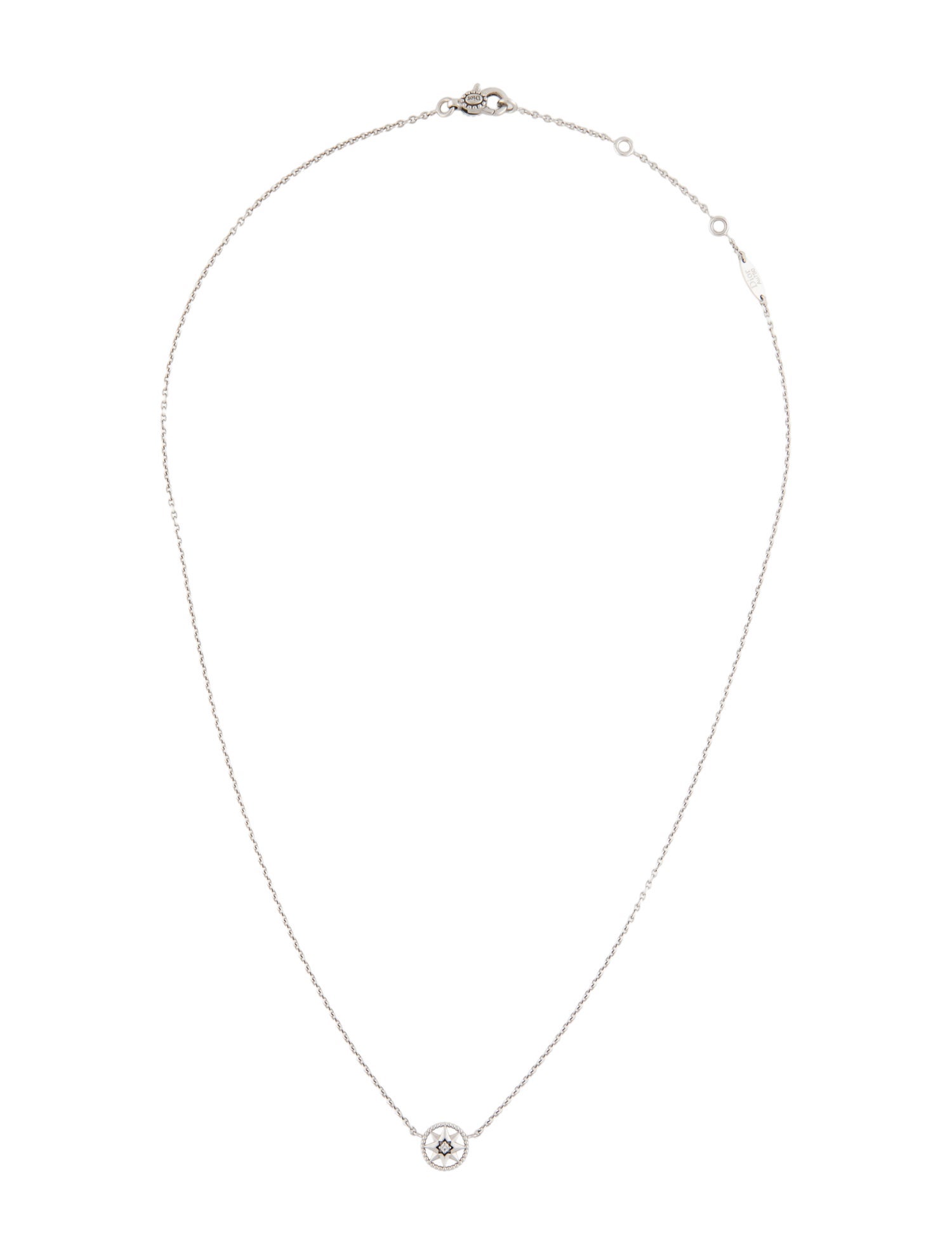 Christian Dior 18K Diamond Rose De Vents Pendant Necklace