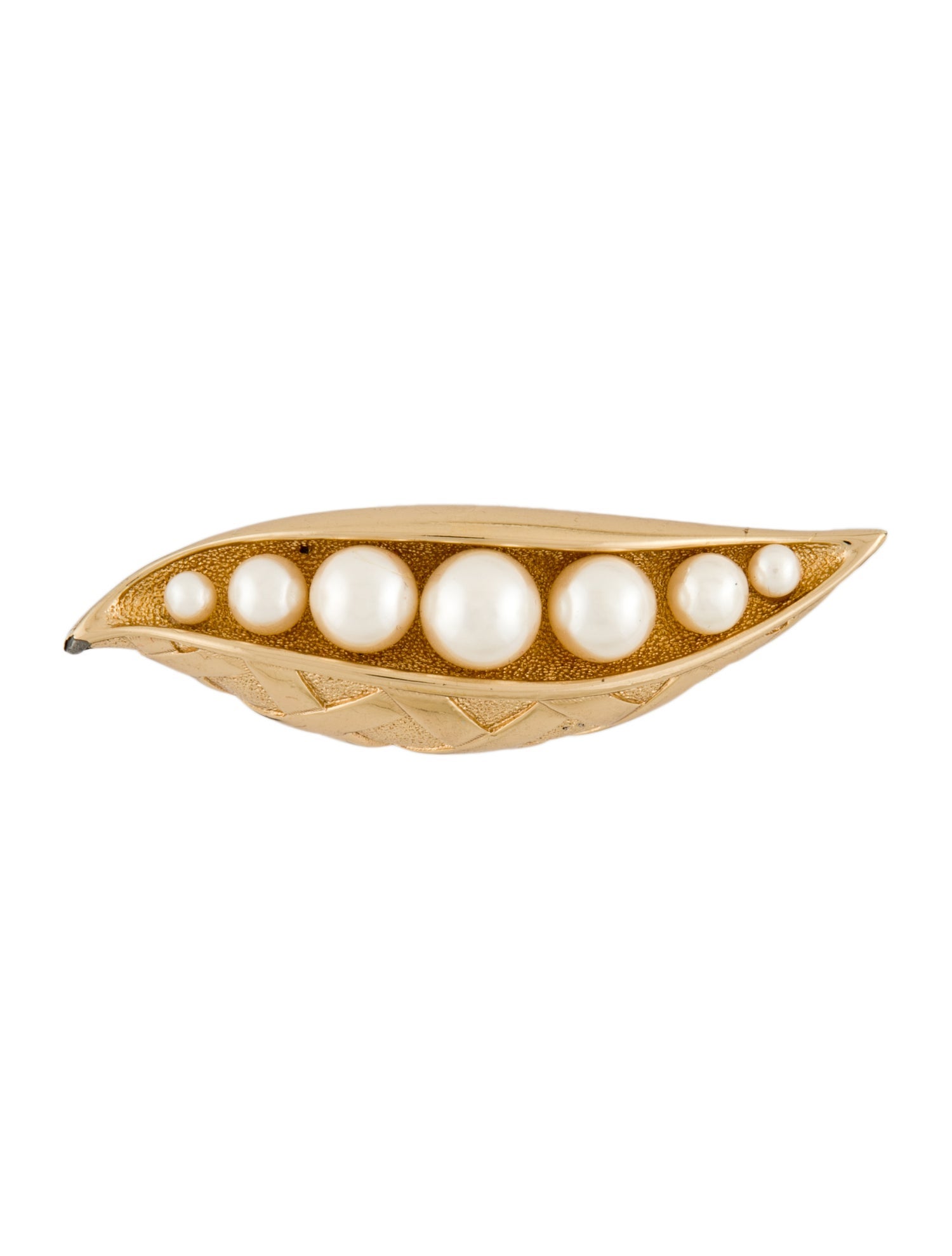 Christian Dior Vintage Faux Pearl Pea Pod Brooch