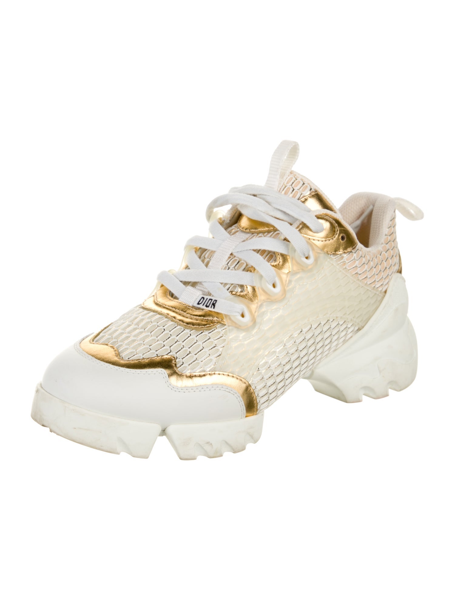Christian Dior Mesh Leather Trim Embellishment Chunky Sneakers