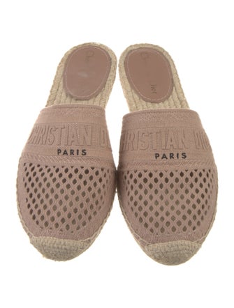 Christian Dior Canvas Embroidered Accent Mules