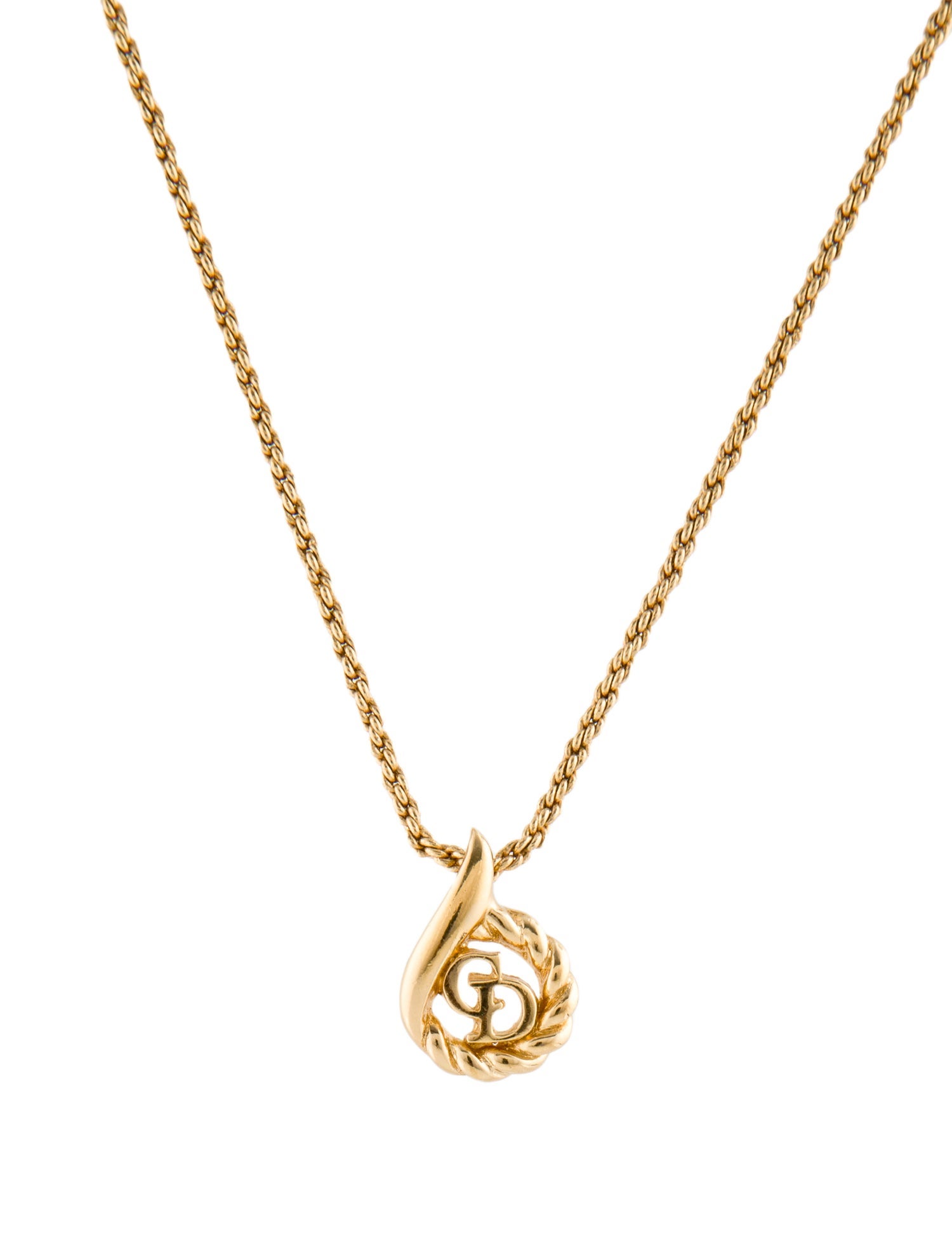 Christian Dior Vintage Rope CD Pendant Necklace