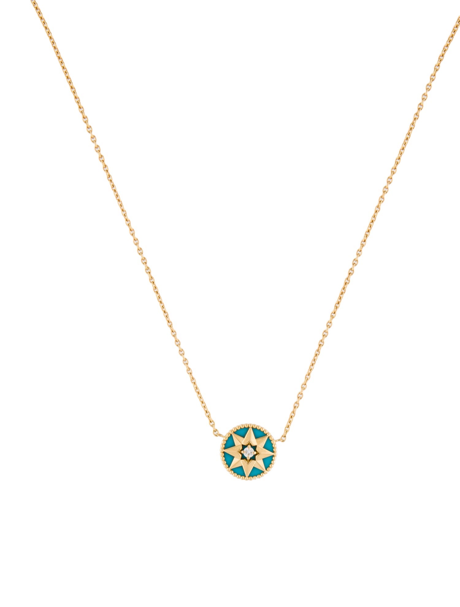 Christian Dior 18K Turquoise & Diamond Rose des Vents Necklace