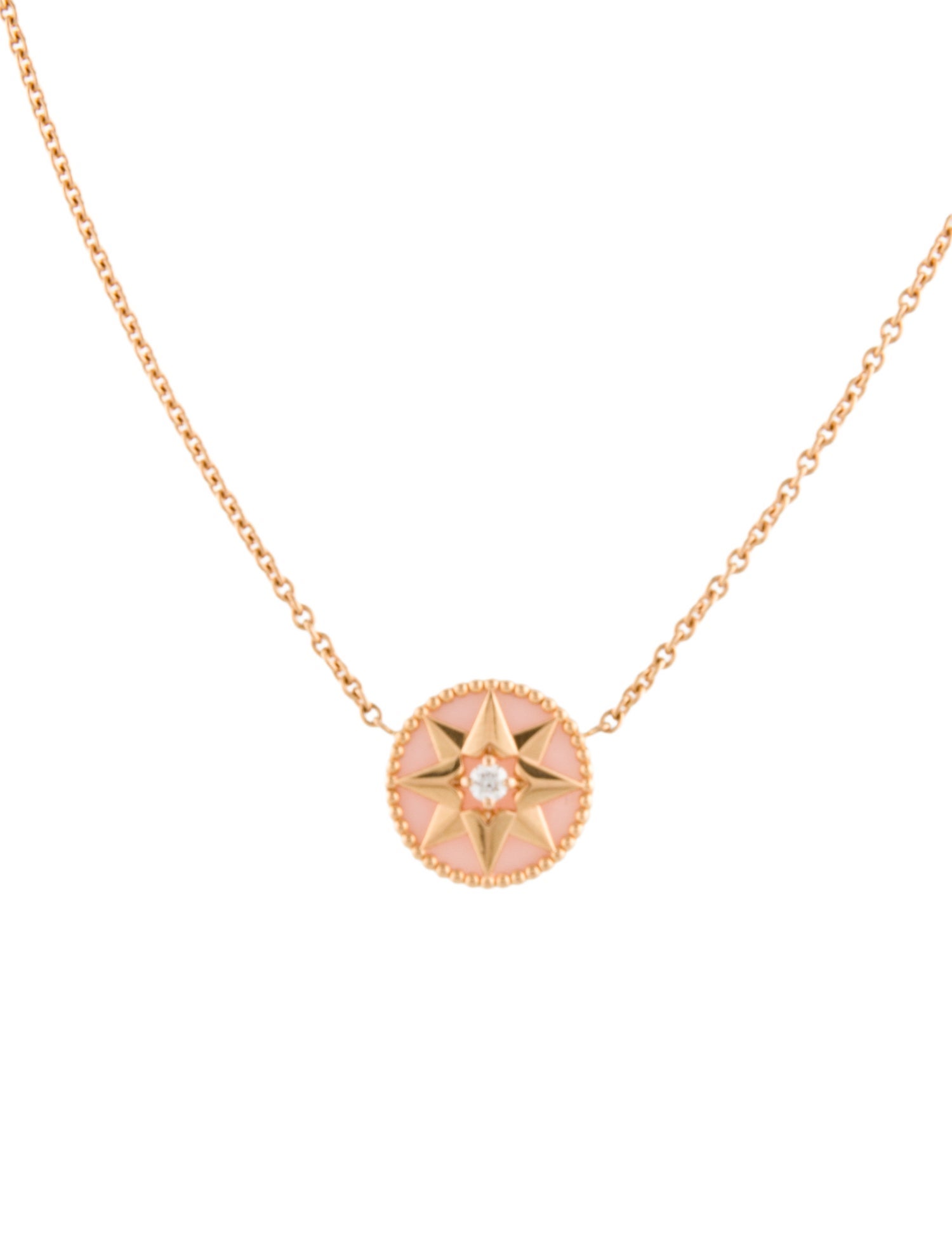 Christian Dior 18K Opal & Diamond Rose des Vents Pendant Necklace