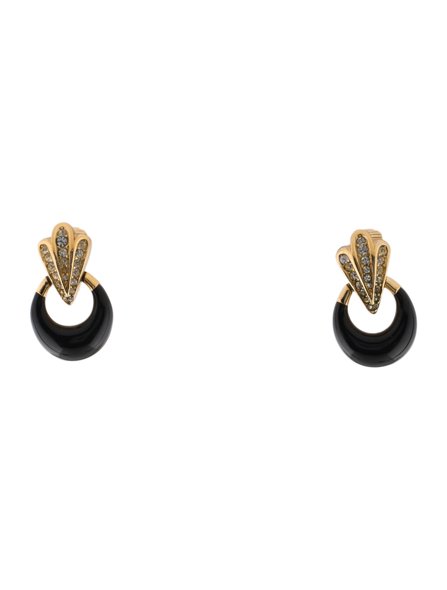 Christian Dior Vintage Crystal & Resin Drop Clip-On Earrings