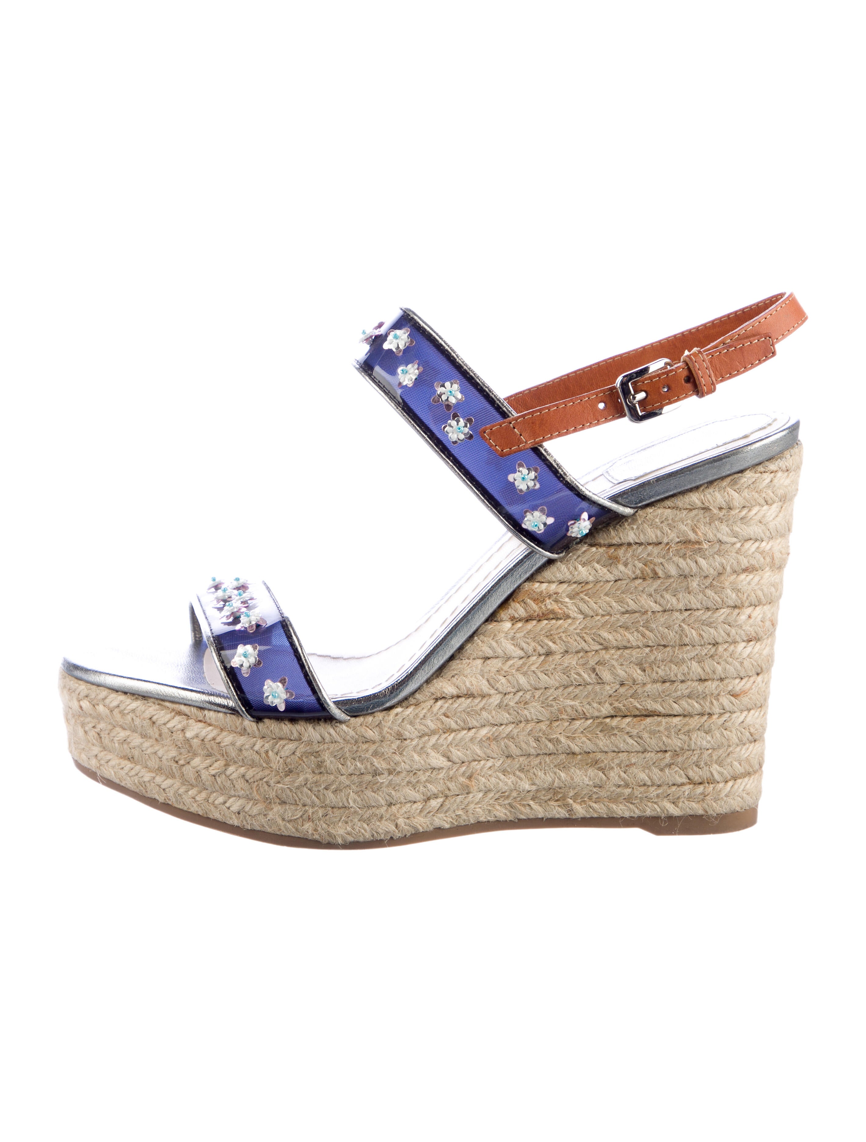 Christian Dior Raffia Floral Print Espadrilles