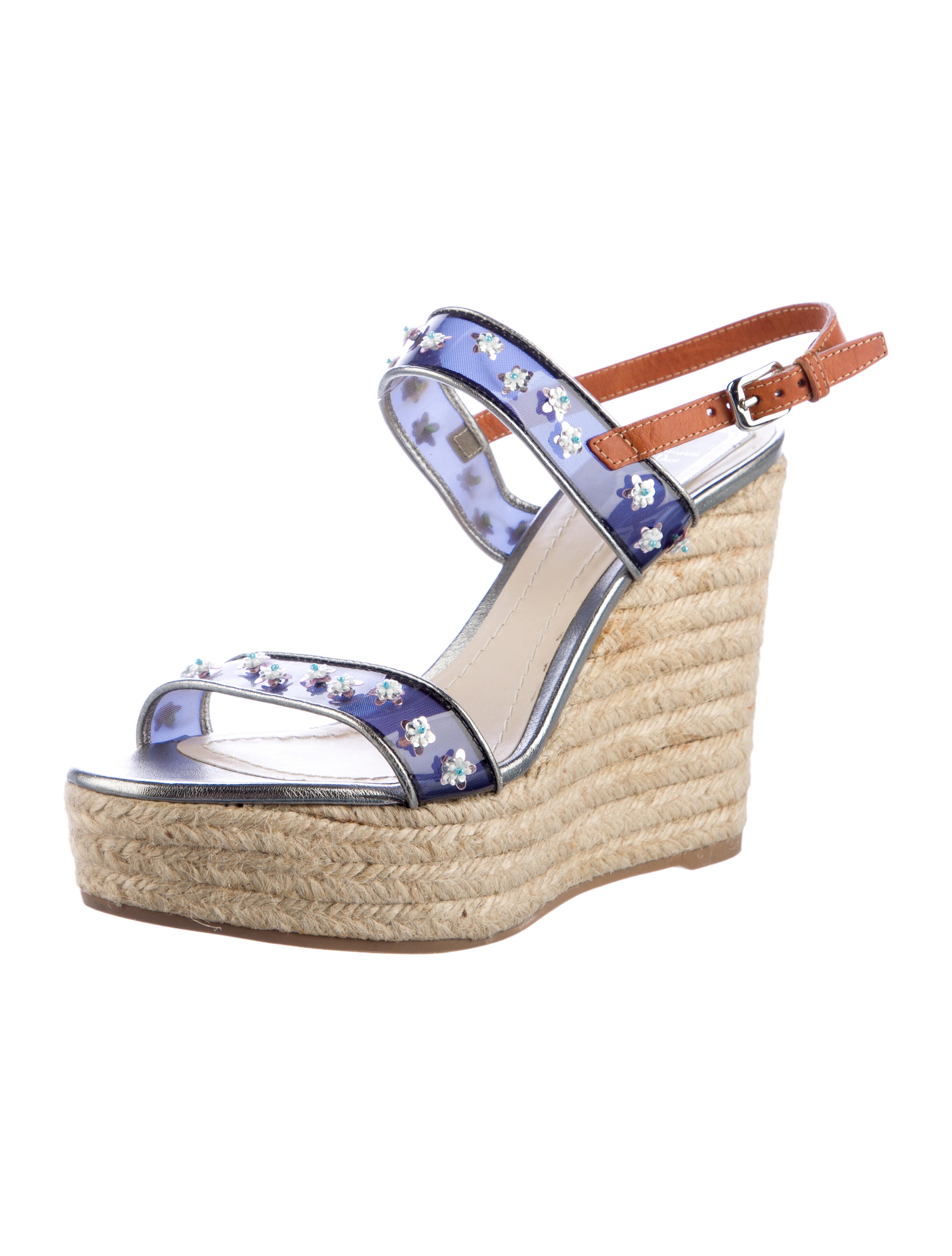 Christian Dior Raffia Floral Print Espadrilles