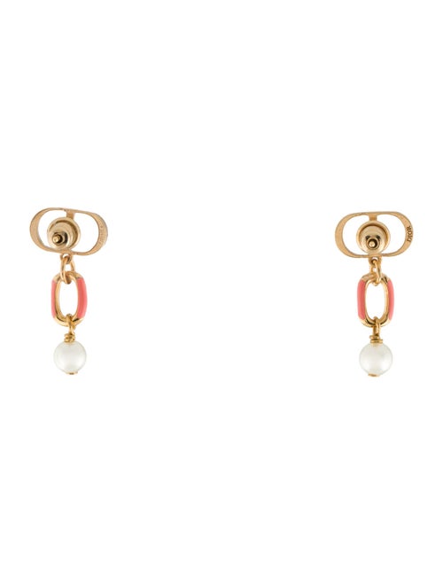 Christian Dior Faux Pearl & Enamel Drop Earrings