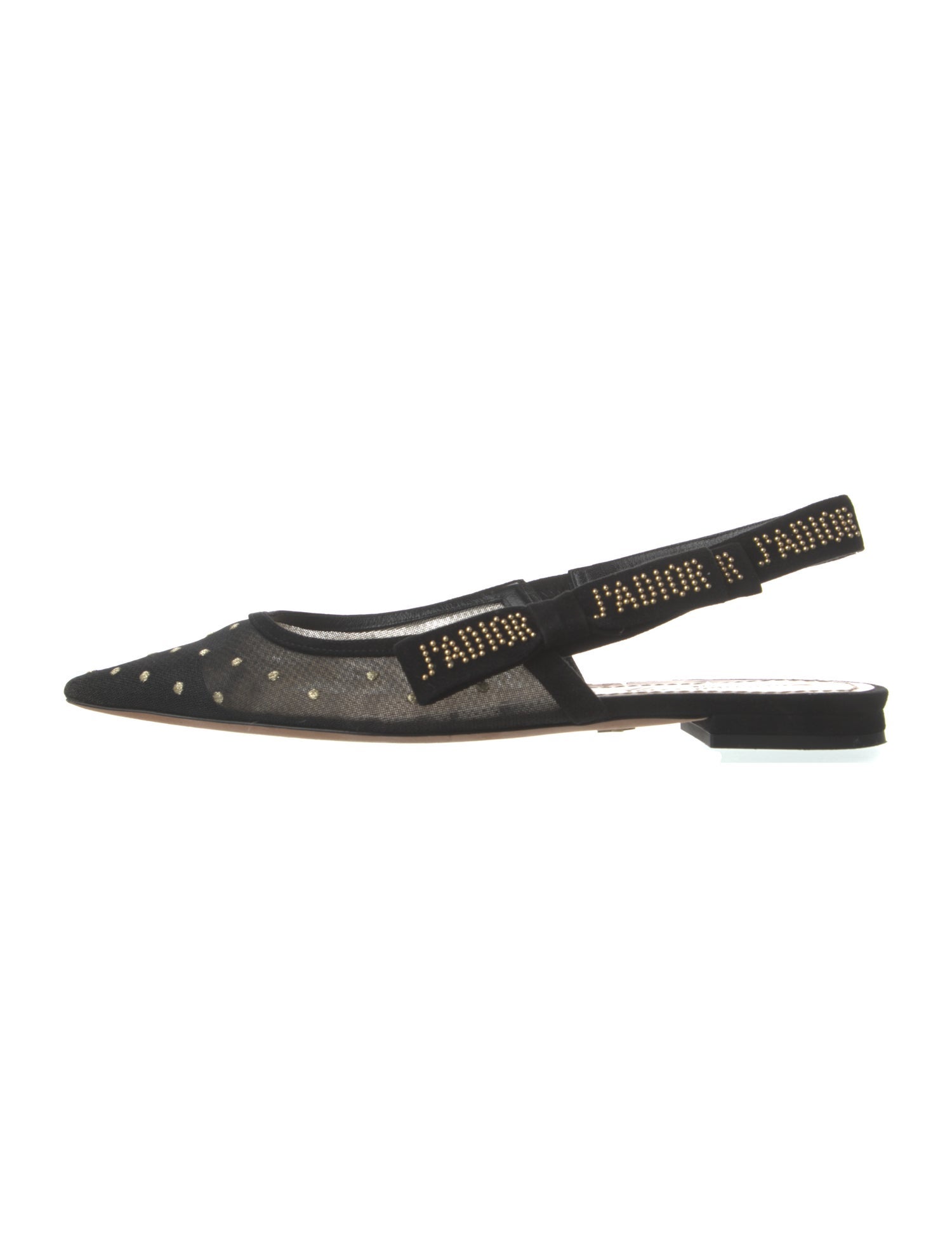 Christian Dior Mesh Polka Dot Print Slingback Flats