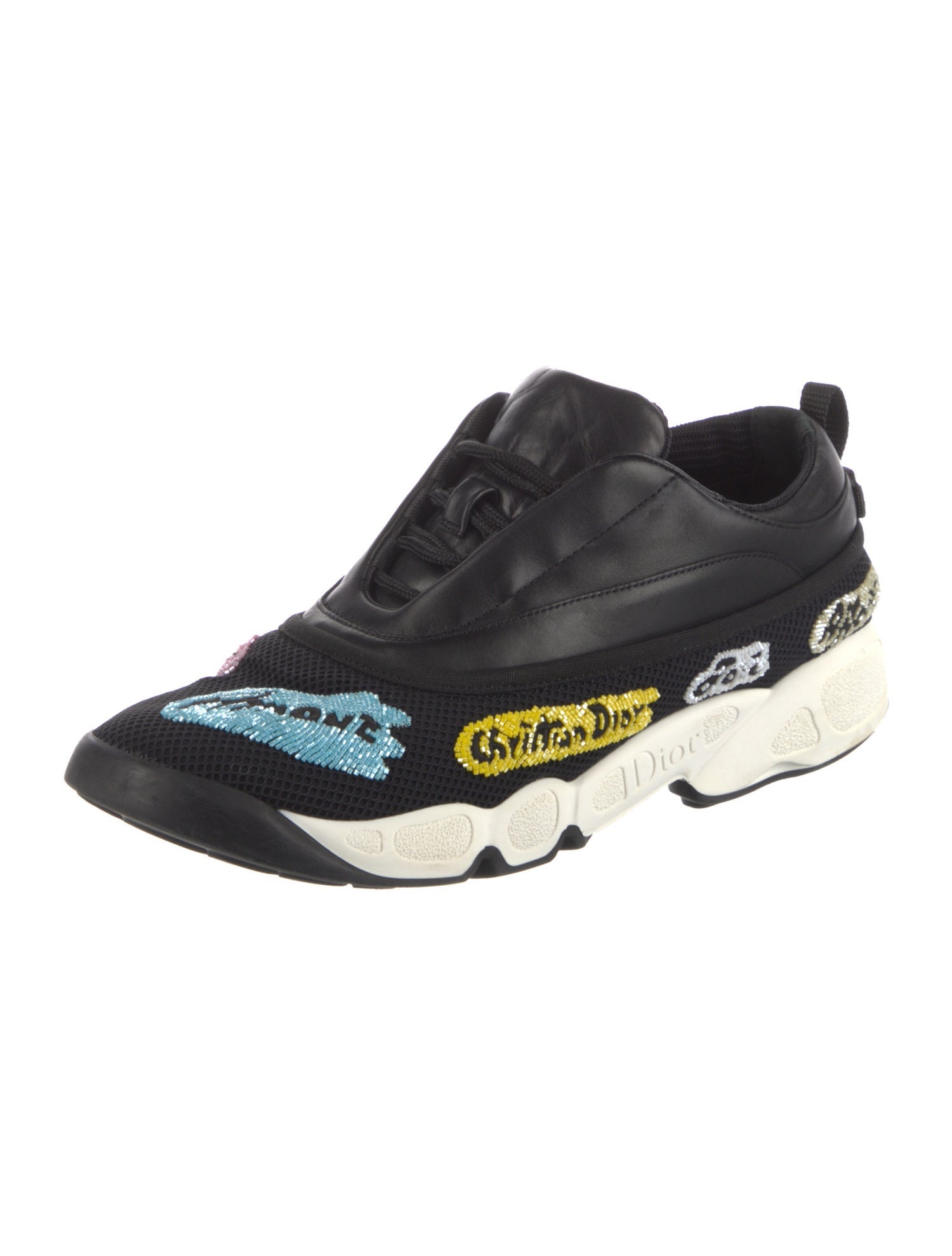 Christian Dior Leather Graphic Print Sneakers