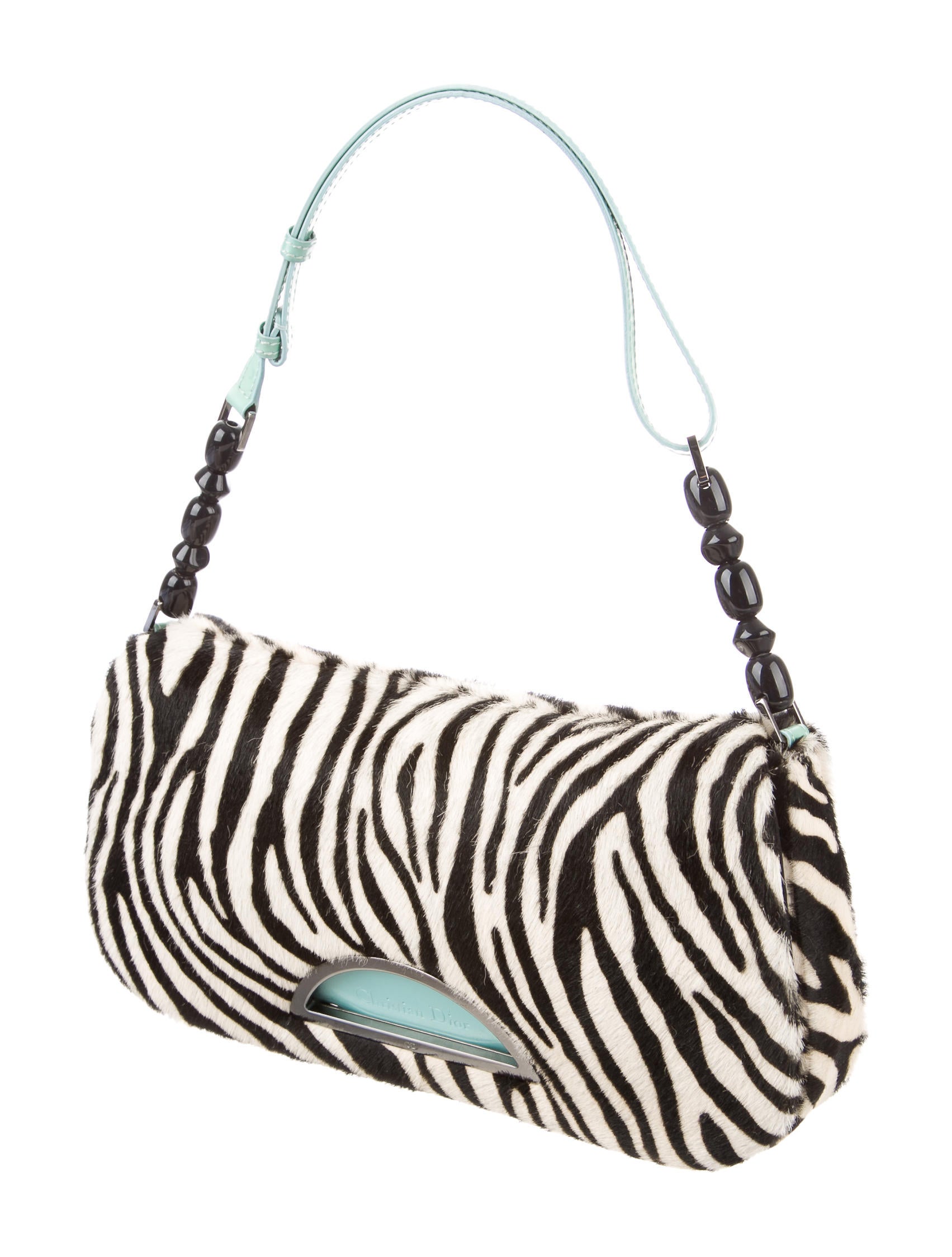 Christian Dior Zebra Print Ponyhair Malice Bag - Black Handle Bags