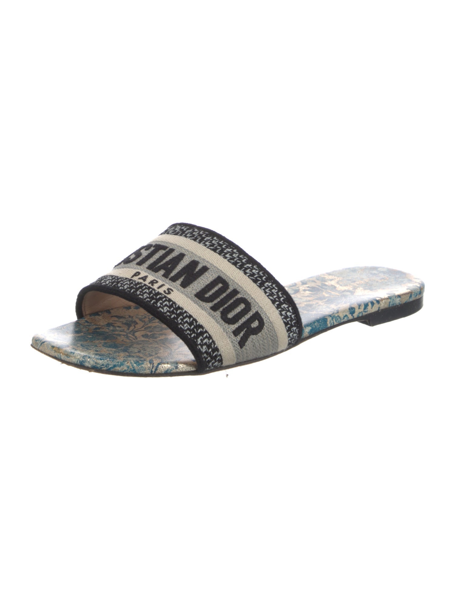 Christian Dior Patterned Embroidered Accent Slippers